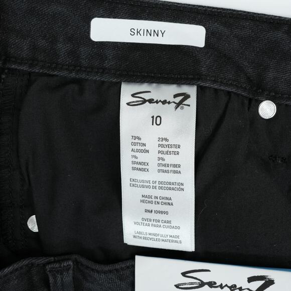 Seven7 Skinny Jeans Womens 10 (32x28.5) Black High Rise Stretch Denim Tight Pant - Picture 8 of 12